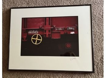 Red Train Photograph Signed By Artist Greg Schlack, Framed (28 1/4 X 22 1/4)