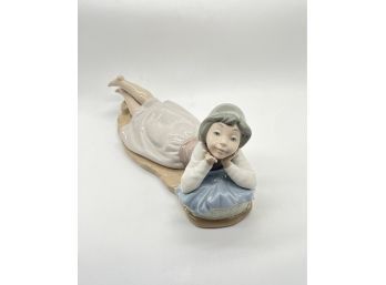 Lladro NAO Reclining Girl Ceramic Figurine Handmade In Spain