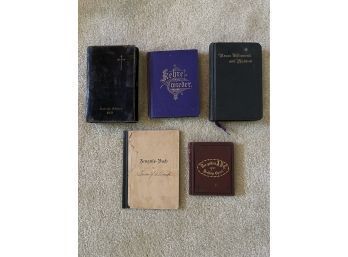 Small German Book Collection Late 1800s Early 1900s (bible, Antique Report Card)