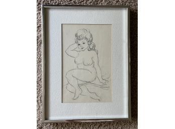 Women Figure Drawing, Signed By Artist, Framed And Matted (9 1/2 X 12 1/2)