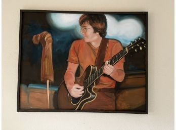 Painting Of Man Playing Guitar, Signed By Artist (29 X 23)