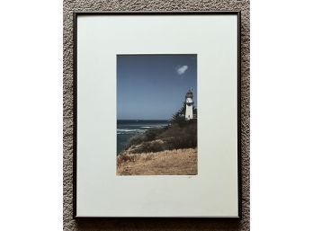 Lighthouse Landscape Photograph, Signed By Artist VES, Matted And Framed (16 1/2 X 20 1/4)