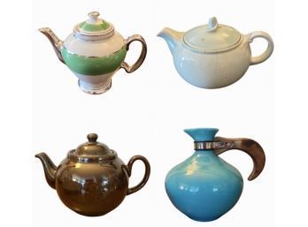 Four Vintage Colorful Tea Pots