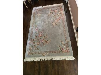 'Chinese Super' Area Rug, 5.9 X 8.9, 100 Wool, Soft Greys With Pink And Golden  Flowers And Designs