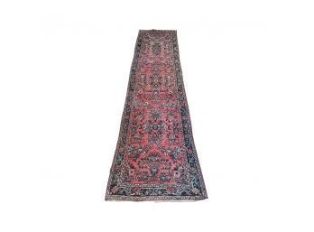 Vintage Hand Woven Colorful Runner. Made In Iran