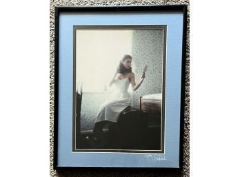 Women Gazing In Mirror Photograph Signed By Artist Greg Schlack, Matted And Framed (11 1/2 14 1/4)