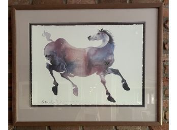 Carol Grigg Running Horse Print 1986 Matted And Framed (38 X 30 1/2)