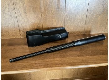 Black Metal Baton With Leather Case