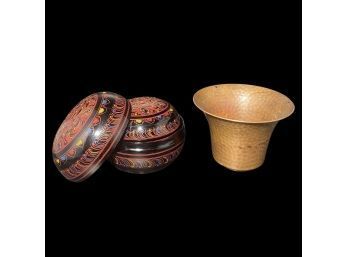 Unique Nesting Bowls, Plus Small Brass Cup