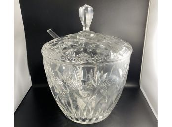 Large Punch Bowl With Lid. Stands Approximately 12 Inches