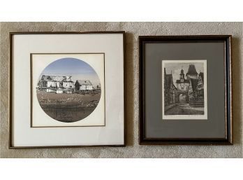 Building Landscape Prints Set Signed By Artists (18 1/4 X 18 1/4) (14 12 X 17 14)