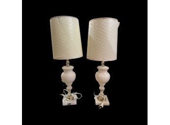 Pair Of Vintage Styled Lamps With Fine Marble Bases-Made In Italy