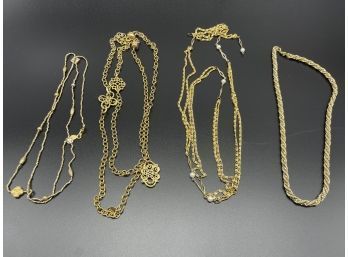 Set Of 4, Long Gold Colored Necklaces!