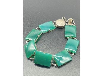 Amazing Silver Bracelet With Turquoise Colored Gems. Weighs 17.71 Grams