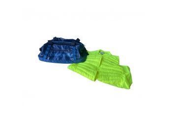 Blue Patagonia Water Resistant Duffel Bag And Mens Neon Yellow Nike Vest XL