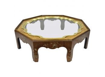 Baker Collectors Edition,Painted Chinoiserie, Brass/Glass, Octagonal Coffee Table
