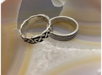 Detailed .925 Sterling Ring Band And NF Stamped Ring Band.