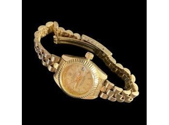 Unauthenticated Rolex Watch, Gold Color, 69178 Number On The Back. Comes Inside Box