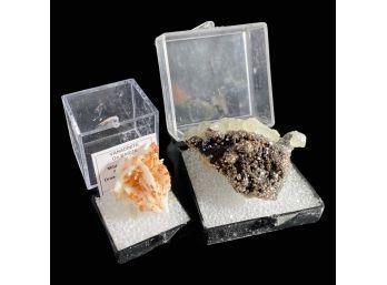 Vanadinite And Other Rock In Small Display Boxes