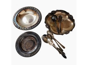 Silver Plate Bowls And Flatware