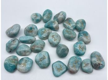 Beautiful Small Blue Rocks With Gold Colored Engravings!