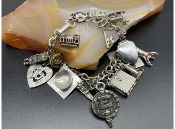 Beautiful Charm Bracelet With Some Sterling Silver Charms!