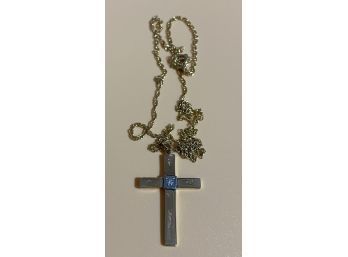 14K Gold Necklace With Cross Pendant, Total Weight 2.18 Grams
