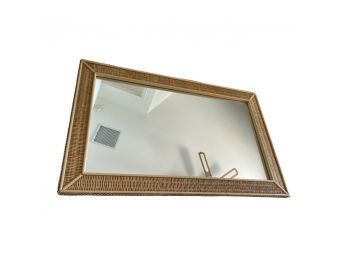 28 X 44 Hanging Mirror With Wicker Frame