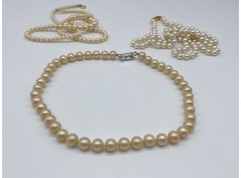 Lovely Faux Pink Colored Pearl Necklaces
