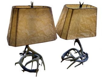 Pair Of Antler Lamps With Shade