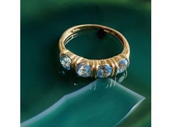 Blue Studded 14K Gold Ring. Size 5.75, Total Weight 1.97 Grams