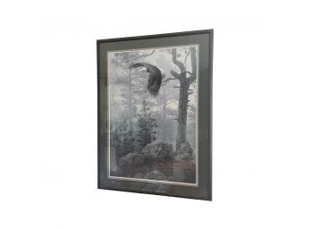 Bald Eagle In The Fog, Framed Print By Smith 1993. Signed In Bottom Corner