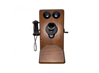 Vintage Hand Crank, Wooden Wall Phone