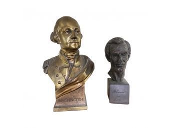 George Washington And Abraham Lincoln Metal Busts