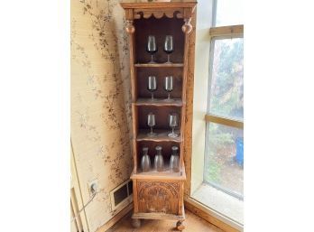 Beautiful Vintage Wooden Shelf Unit With With Ornate Carvings On Cabinet (15 1/2 X 9 1/2 X 60 12)