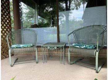 Metal Patio Chairs (2) And Tables (2) Set