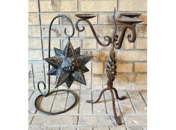 (2) Fireplace Decor / Candle Holders, 18 Inch