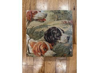 Woven Dog Themed Foot Rest Made In France (14 1/4 In X 14 1/4 In)