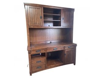 Large Wooden Credenza With Lots Of Storage/built In Outlets