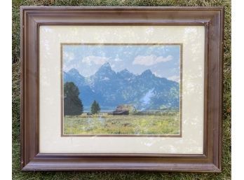 Photograph, Rocky Mountain Landscape With Barn. Frame With Glass