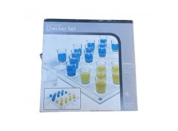 Shot Glass Checker Set With Glass Pieces And Board! In Original Box!