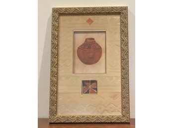 Isabelle De Borchgrave Signed Art, Southwest Style Pot In Frame