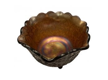 6 Inch Footed Carnival Glass Bowl