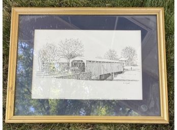 C. M. Goff 1971 Print Of Herrs Mill Bridge, Lancaster County Pennsylvania