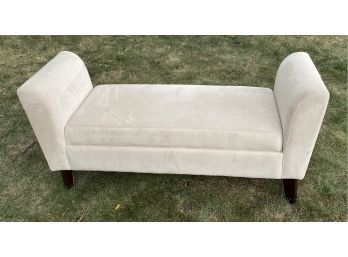 Beige Lounge Bench With Ottoman Storage