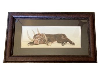 Larry Beckstein Rack Em Up Chocolate Lab Print Signed By Artist