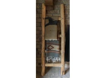 Wooden Ladder / Blanket Rack With Two Wool Blankets. Cozy Decor!