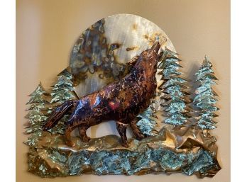 Gorgeous Metal Wall Hanging Of Howling Wolf