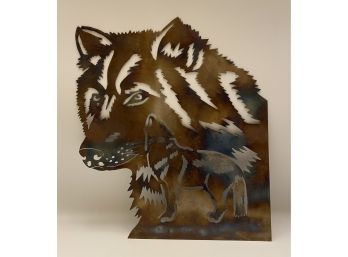 13 X 14 Inch Metal Wolf Wall Art