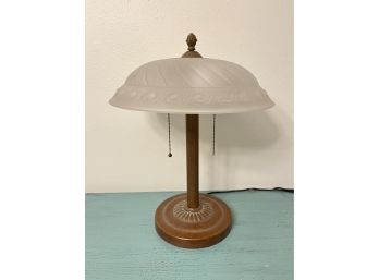 Metal Table Lamp With Glass Lampshade (untested)